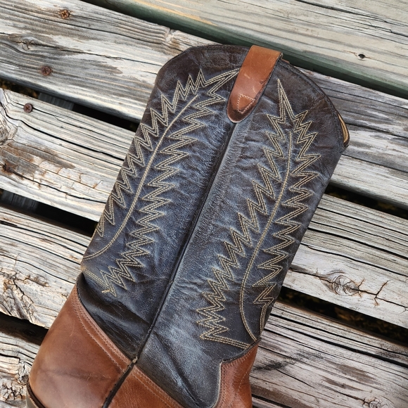 Texas Boot Co 9.5 5511 Gray Brown Western Cowgirl Boots Leather - Picture 3 of 7